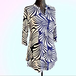 Navy White Graphic Fan Print Tunic